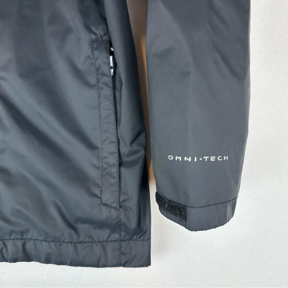 Columbia Omni-Tech Hooded Jacket Unisex Waterproof Black Kids Sz 8